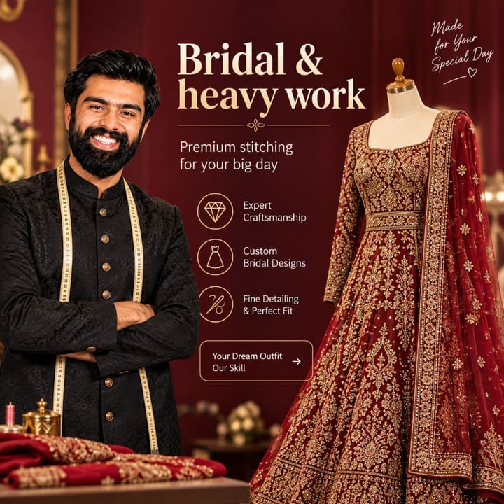 Bridal & heavy work stitched by a Darzi on SilaaiMarkaz