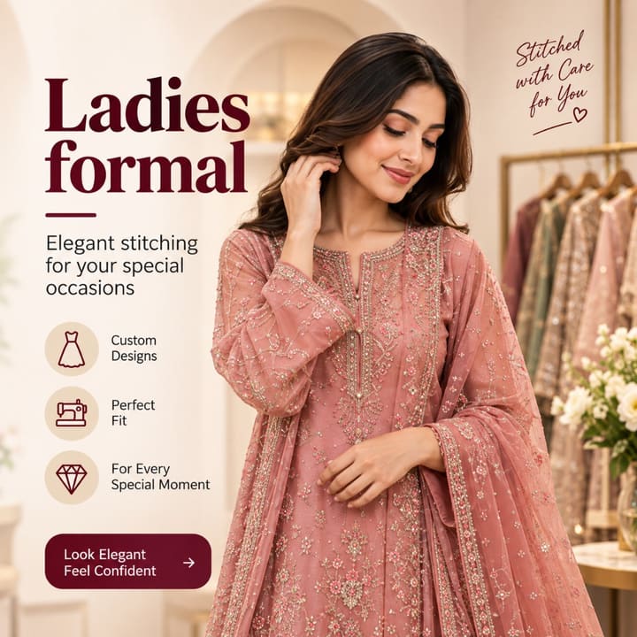 Ladies formal stitched by a Darzi on SilaaiMarkaz