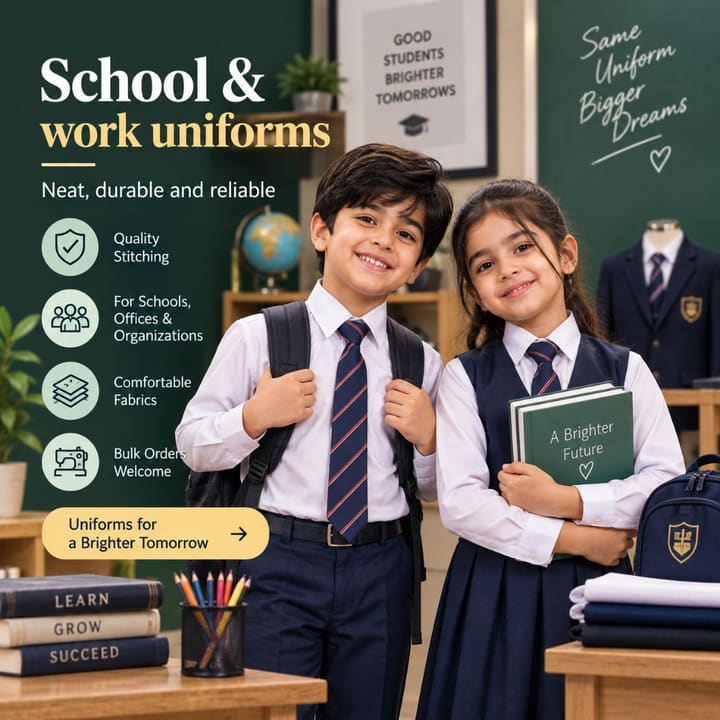 School & work uniforms stitched by a Darzi on SilaaiMarkaz